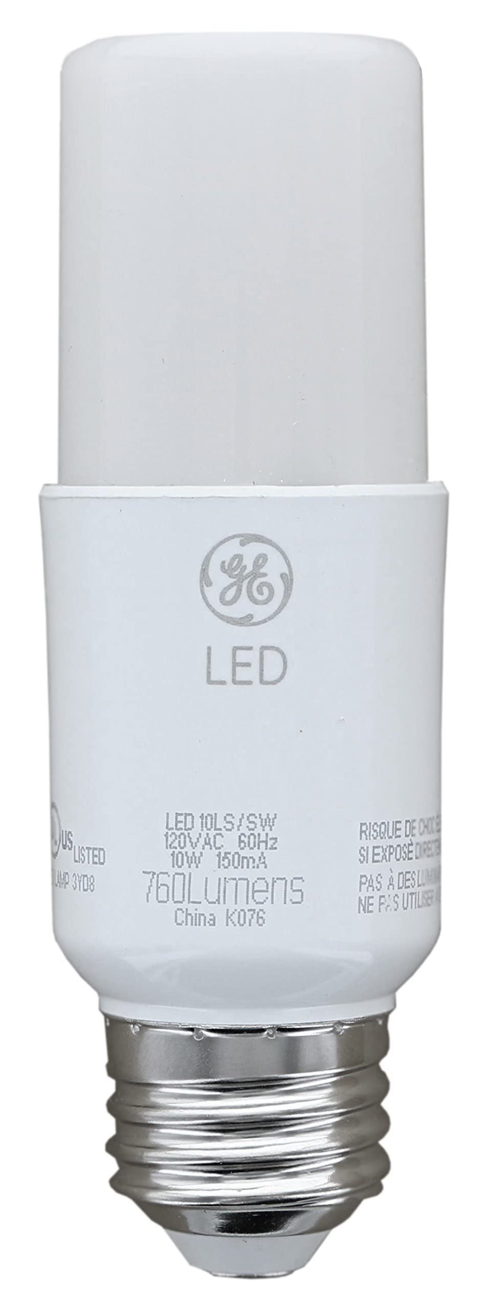 GE LED Bright Stik 10W Light Bulb, 760 Lumen, Soft White, 3 Count, Non-Dimmable, Model 32282