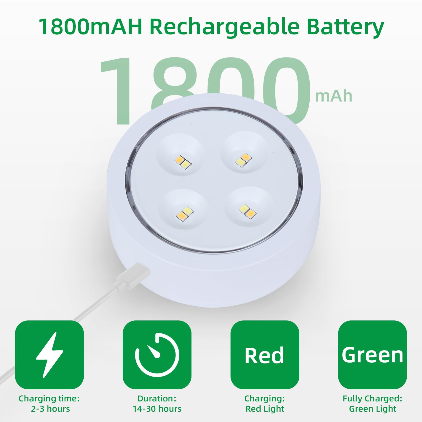 Ovyiech Wireless Picture Lights, Rechargeable Battery Operated, Dimmable, 4 Pack, White, Model XS-PCL03-04WT