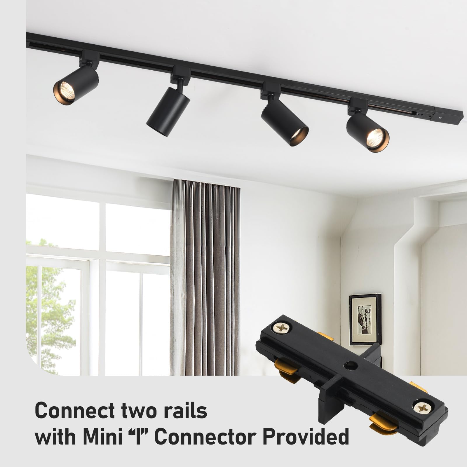 Hiiglxii 6-Light Led Track Lighting Kit With 6.6Ft H Track Lighting Rails & Floating Canopy Connector  Gu10 Track Light Kit  Modern Kitchen Track Lighting Fixtures Ceiling Spot Light  Black (No Bulbs)