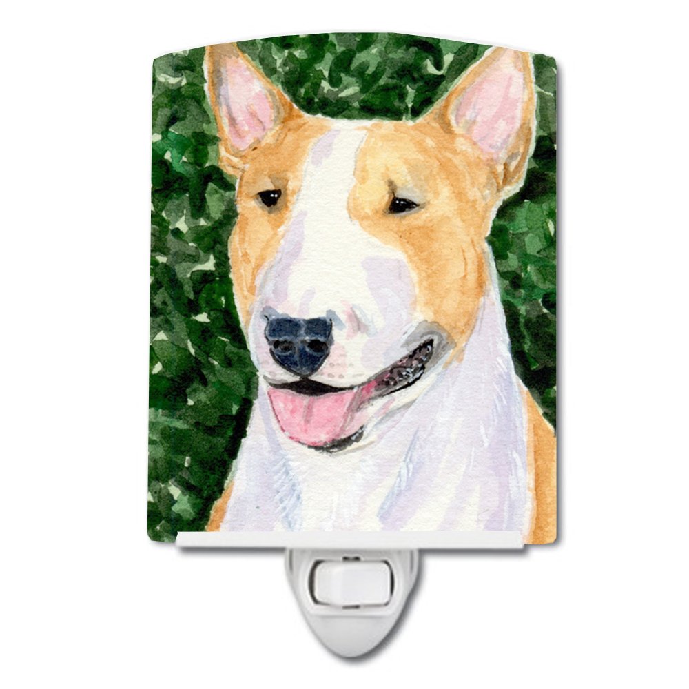 Caroline'S Treasures Ss8873Cnl Bull Terrier Ceramic Night Light Compact, Ul-Certified, Ideal For Bedroom, Bathroom, Nursery, Hallway, Kitchen, 6X4X3, Multicolor
