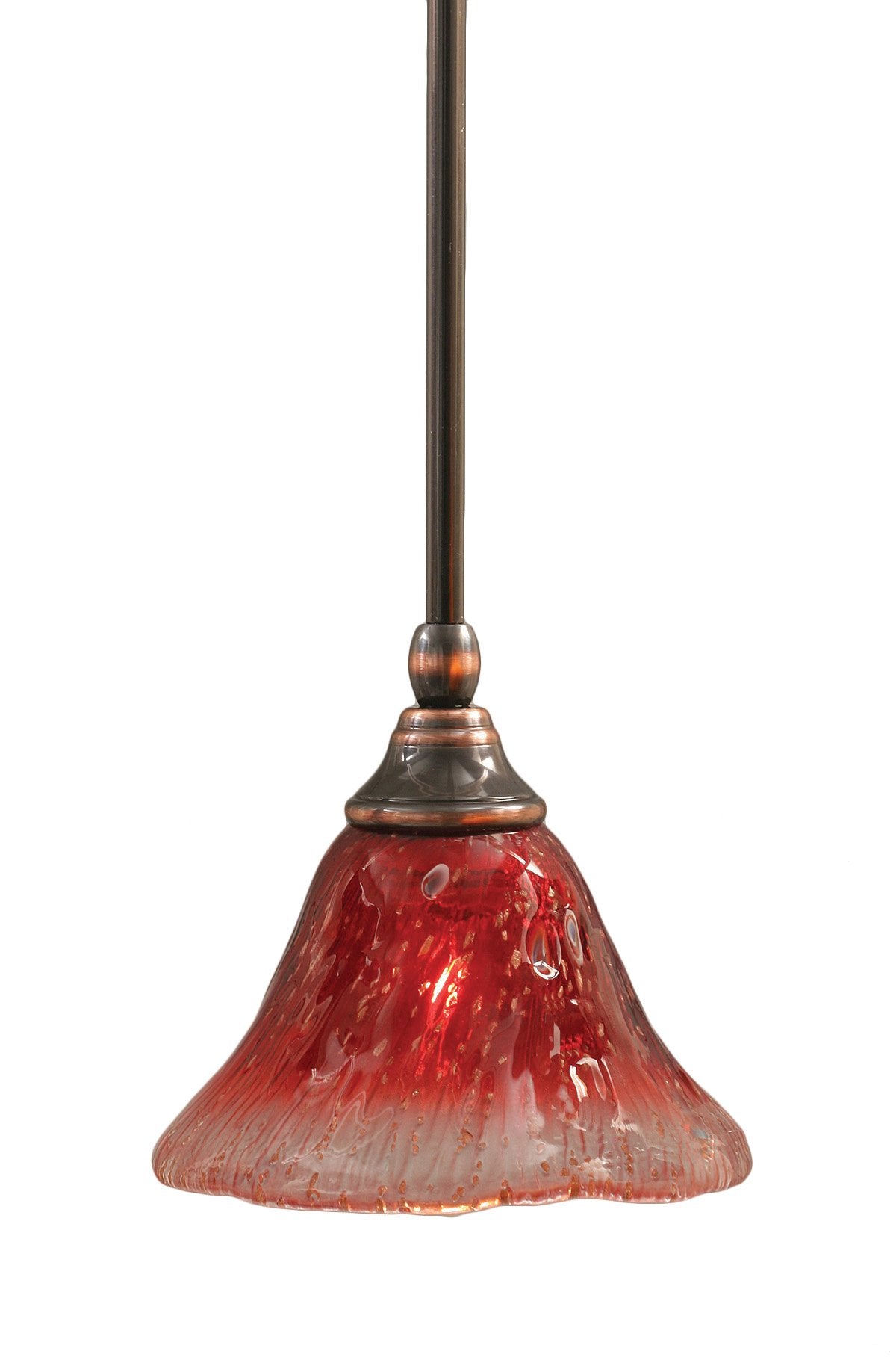 Toltec Lighting 23-Bc-756 Stem Mini-Pendant Light Black Copper Finish With Raspberry Crystal Glass, 7-Inch