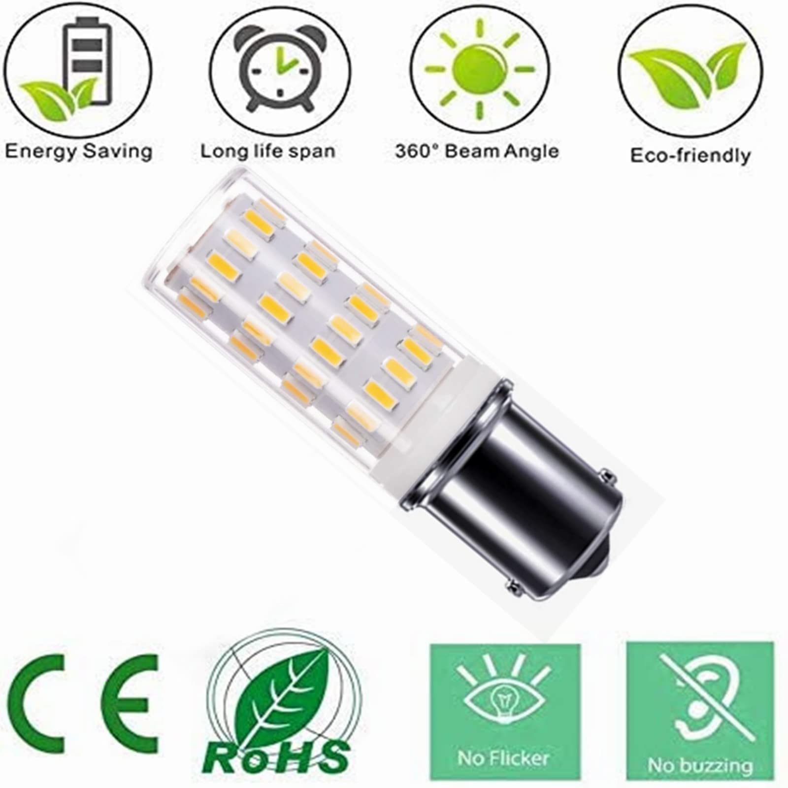 Ba15S 1156 1141 S8 12V-24V Led Bulbs, 5Watt Low Voltage Bayonet Single Contact, 500Lm Warm White 3000K, For Rv, Outdoor Landscap