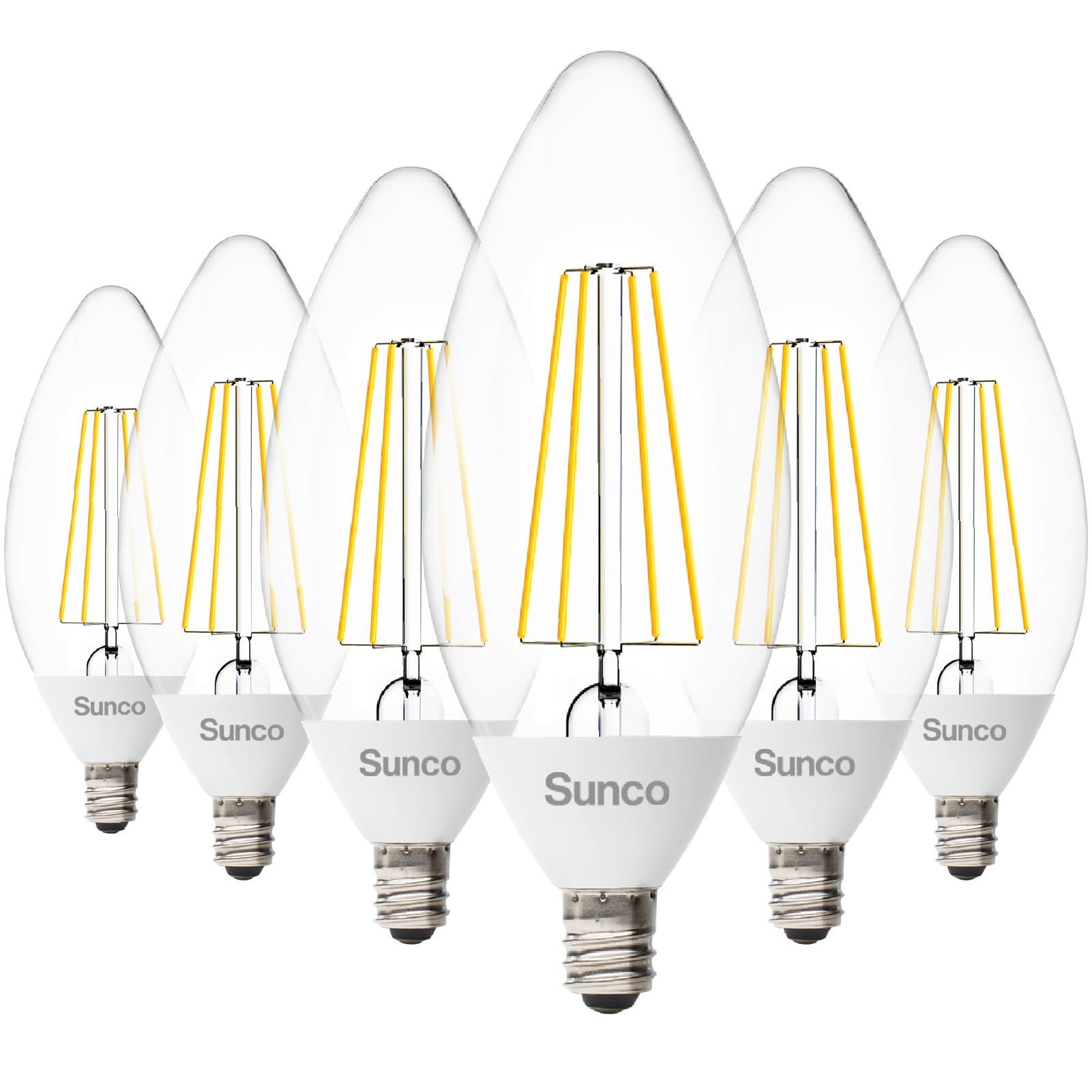 Sunco Lighting Dusk To Dawn Light Bulbs Outdoor Candelabra Led B11, 5W Equivalent 40W, 3000K Warm White, 500 Lm, Edison Vintage Filament E12 Base, Photocell Sensor, For Sconces Chandeliers, Ul 6 Pack