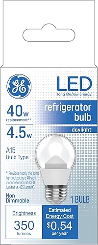 GE LED Light Bulbs, 4.5W Daylight Clear Refrigerator/Freezer Light, 1 Count Pack