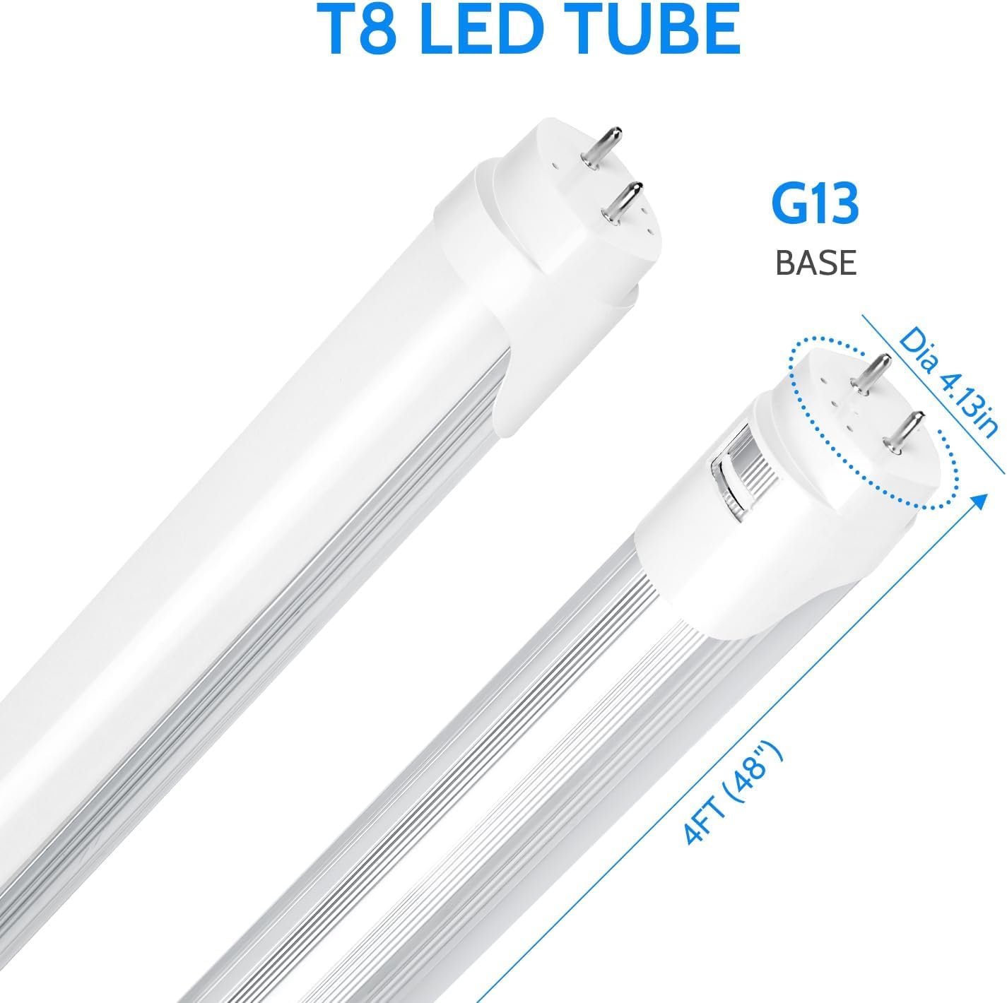 Lightingwill Led T8 Light Tube 4Ft  Natural White 4000K  Dual-End Powered Ballast Bypass  2000Lumens 18W (40W Fluorescent Equivalent)  Frosted Cover  Ac85-265V Lighting Tube Fixtures  1Pack