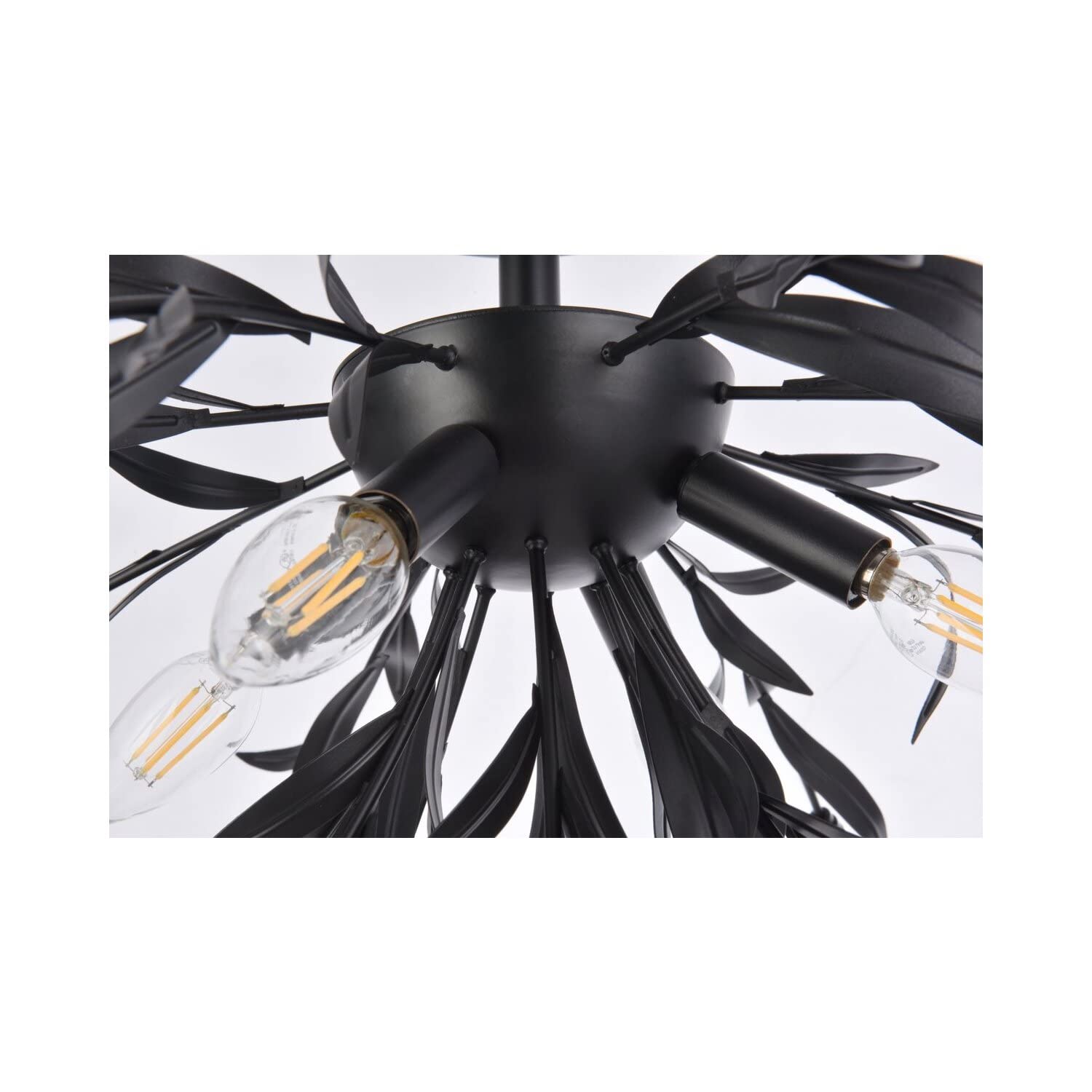 Living District Priscilla 4-Light Flush Mount Light Fixture, Steel/Crystal, Black, Model LD810F23BK