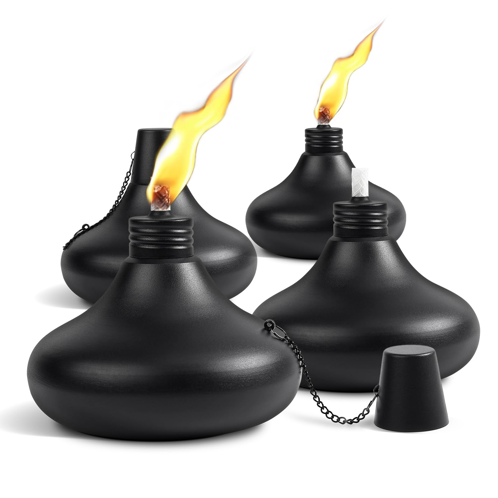 Snogswog 4 Pcs Metal Tabletop Torches Set, 24Oz Citronella Candles For Outdoor Patio And Garden