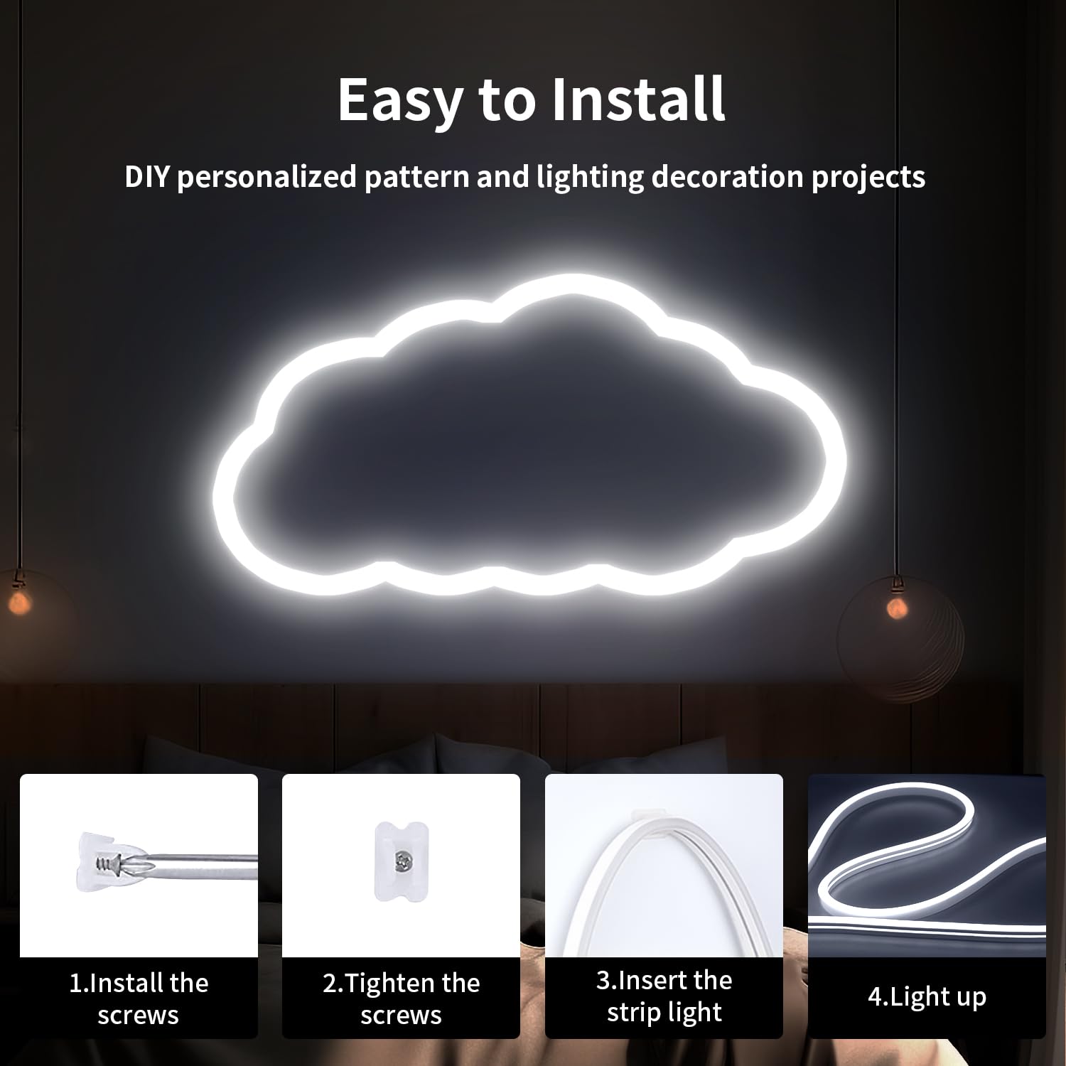 iNextStation Neon LED Strip Light 16.4ft 12V Waterproof Silicone Rope Light, White, Model LEDUNIDW283501