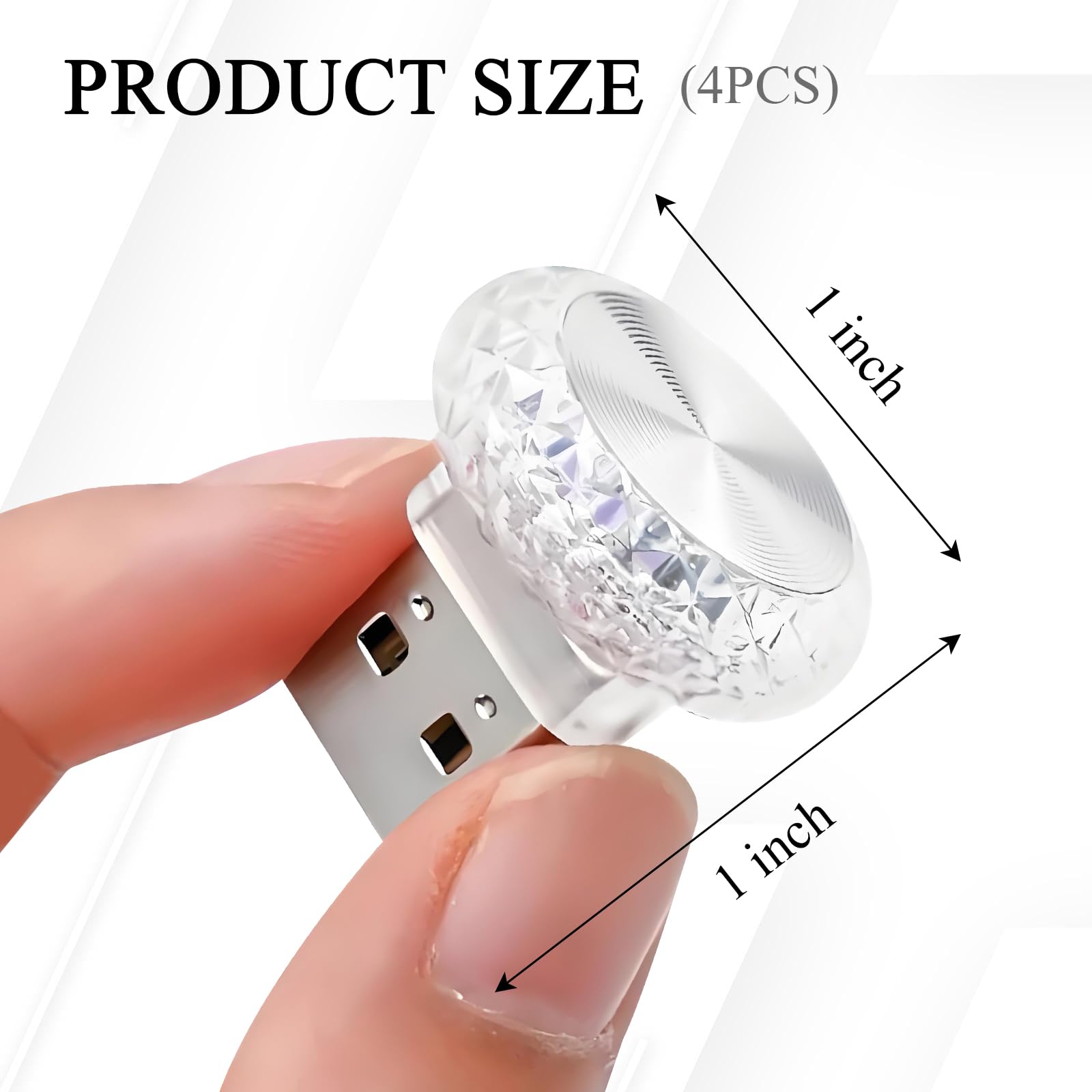 Hovom 4Pcs Usb Led Car Interior Atmosphere Lamp  Portable Mini Car Led Night Light Decoration  Plug-In Usb Automotive Ambient Lighting Kit  Universal For Cars Suvs Trucks Rvs (Ice Blue)