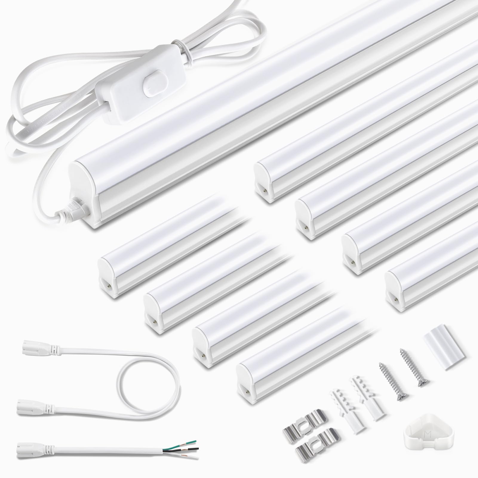 Paklighting 4FT LED Shop Lights, 2300LM, 6500K Cool White, Energy Efficient, Aluminum, 8 Pack