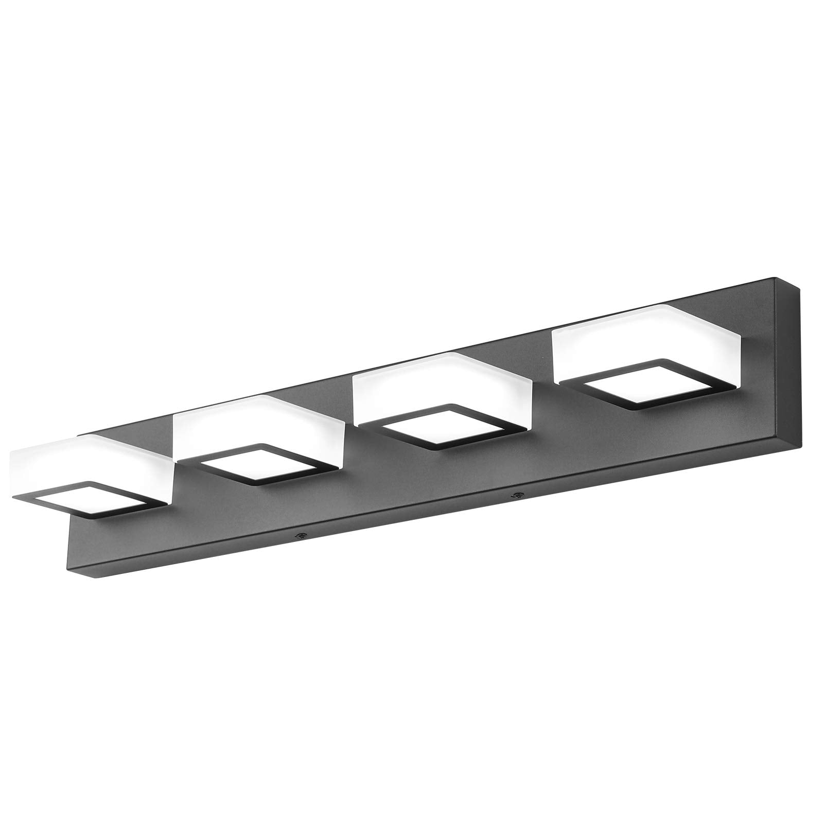 Ralbay Black Vanity Light 4-Light Dimmable LED Stainless Steel Acrylic 360° Rotatable D-8590-4T