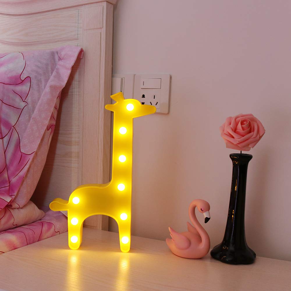GUOCHENG Giraffe LED Night Light - Warm White Table Lamp for Bedroom, Nursery, Kids - Yellow Plastic Decor
