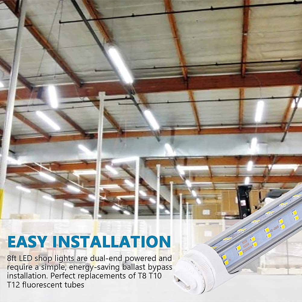 BSK.BESTKA 8Ft LED Light Tube, 120W 18800Lm, R17D V-Shape, Dual-End Powered, 6000K Clear Cover, 20 Pack