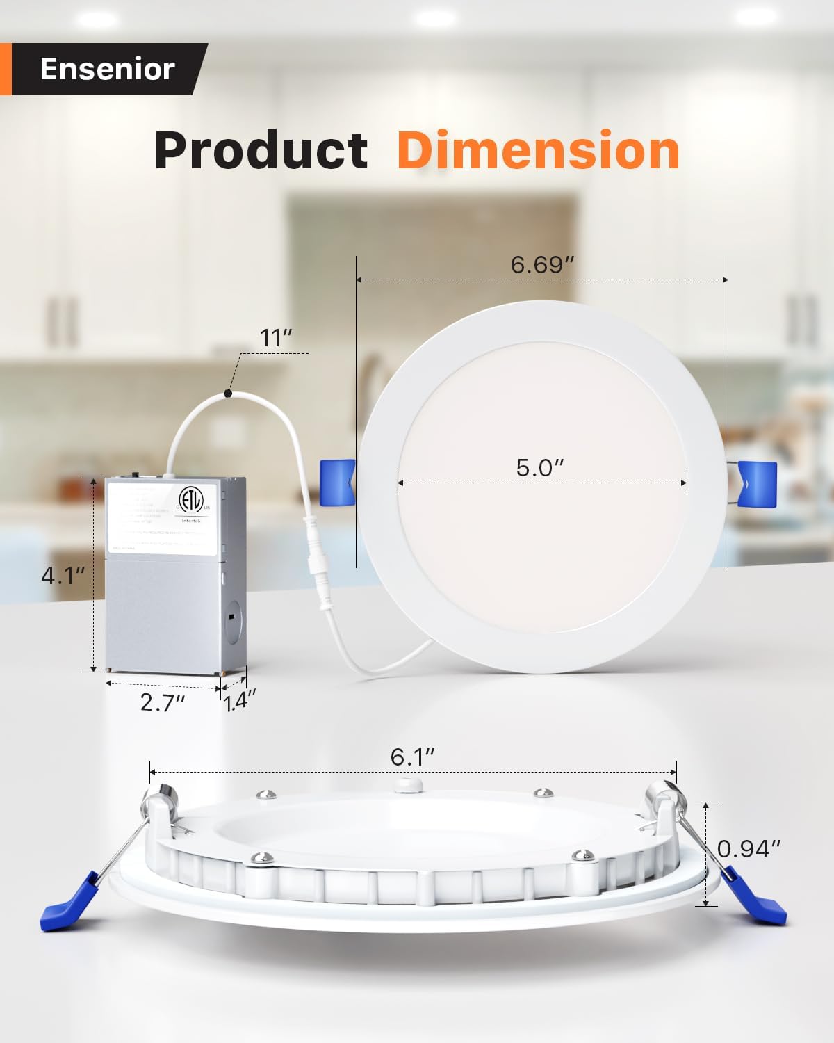 Ensenior 24 Pack 6 Inch Ultra-Thin Led Recessed Ceiling Light With Junction Box, 3000K Warm White, 12W 110W Eqv, Dimmable Can-Killer Downlight, 1050Lm High Brightness - Etl And Energy Star Certified