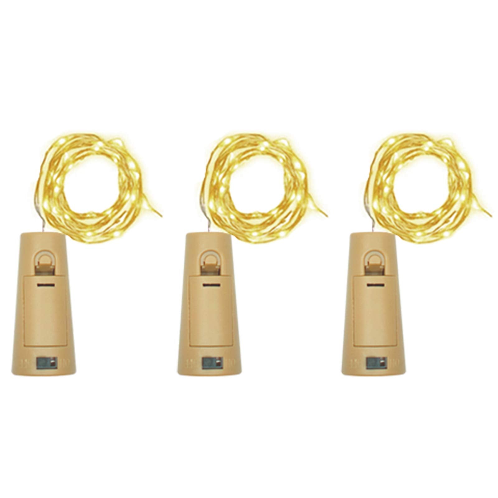 Lovenite Wine Bottle Lights With Cork, Battery Operated 20 Led Cork Shape Silver Wire Colorful Fairy Mini String Lights(No Bottles) For Diy, Party, Decor, Christmas, Halloween,Wedding (3, Warm White)