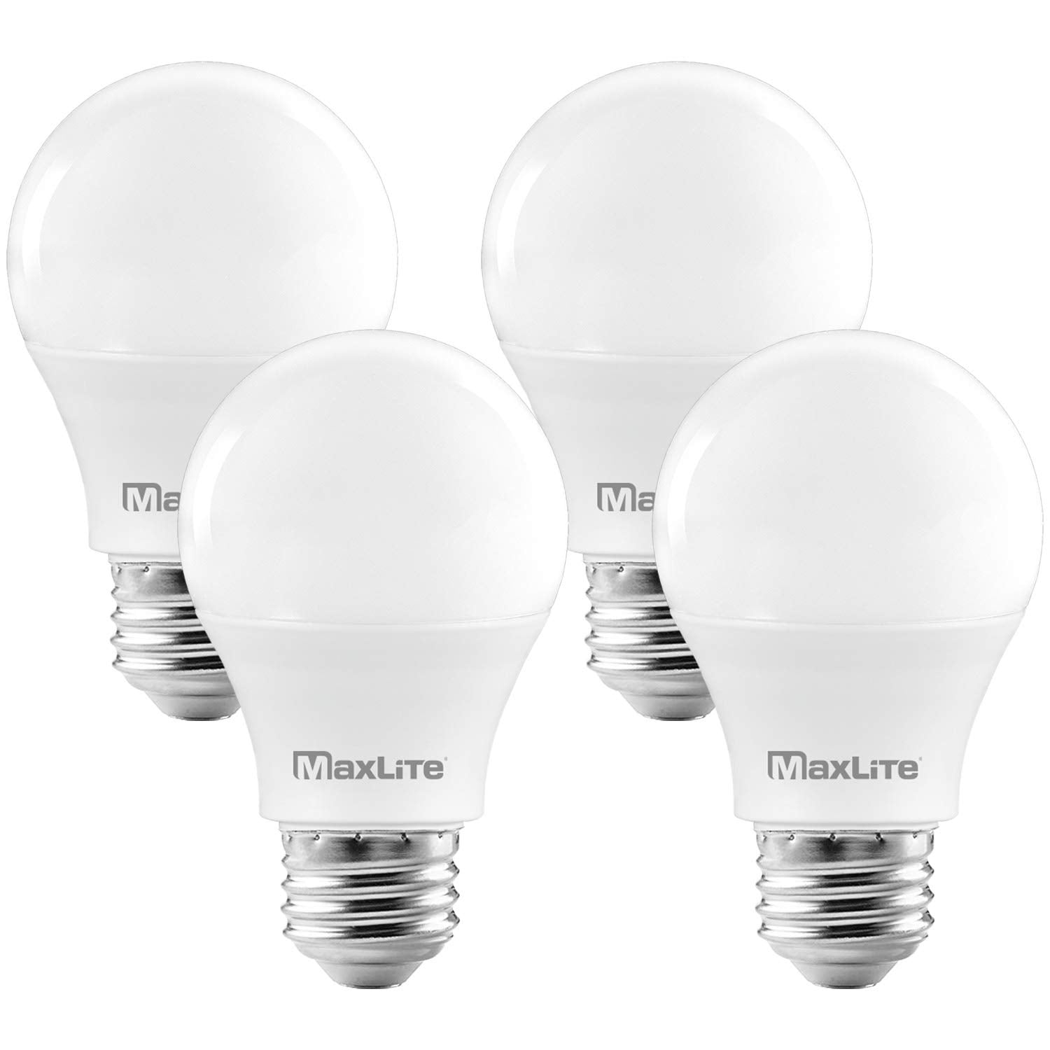 Maxlite A19 LED Bulb, 60W Equivalent, Dimmable, Enclosed Fixture Rated, 800 Lumens, 5000K Daylight, 4-Pack