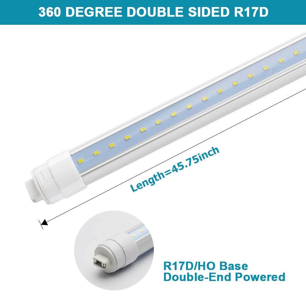 Jesled 360 Degree T8 T10 T12 4Ft 28W R17D/Ho Base, Led Outdoor Tubes For Double Sided Signs 6000K Cool White Clear Cover (4-Pack