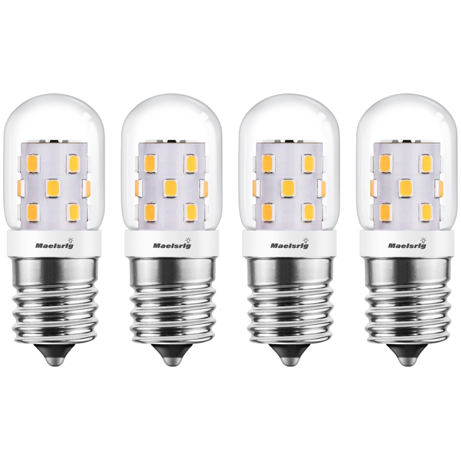 Maelsrlg LED Microwave Light Bulbs, E17 Dimmable, 3W 380 Lumens, Warm White 3000K, 4 Count, Model T73000K4