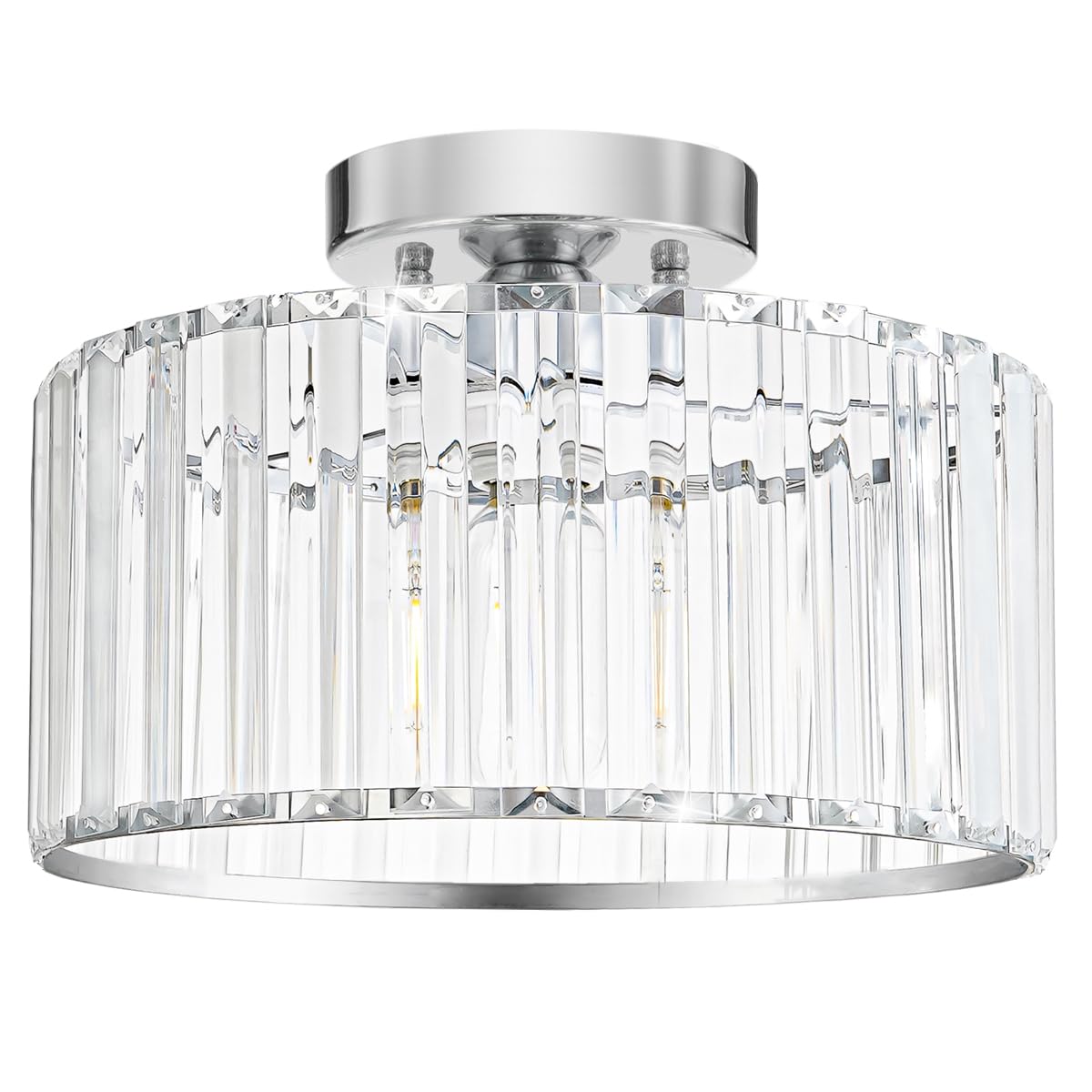 Crystal Ceiling Light Fixture, Chrome Close To Ceiling Light Fixtures, Modern Semi Flush Mount Ceiling Light, Hallway Lighting F