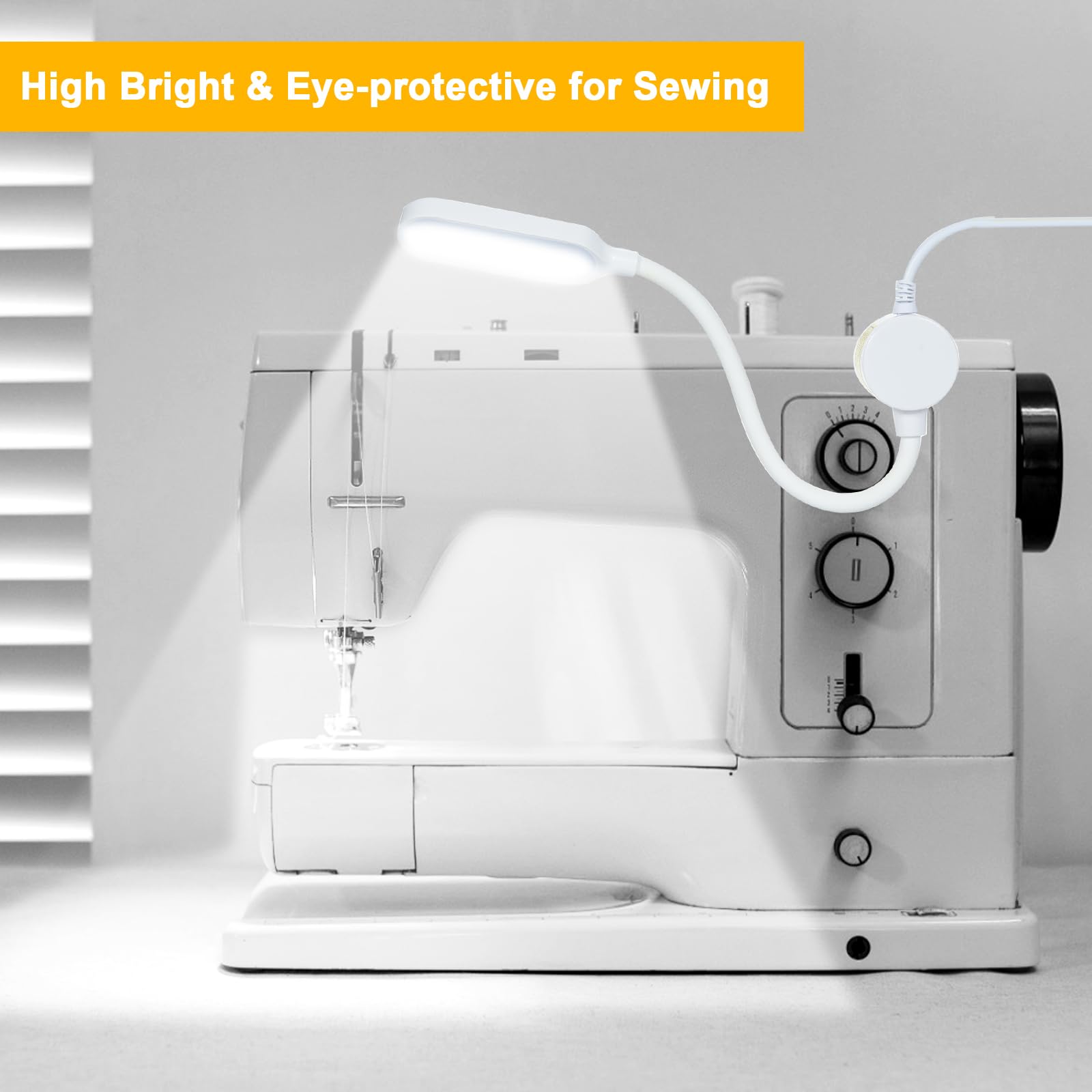 Caallogt Sewing Machine Lamp Dimmable 30Leds Light Fixture Touch Control 3 Brightness Levels Magnetic Base Flexible Bendable Tub
