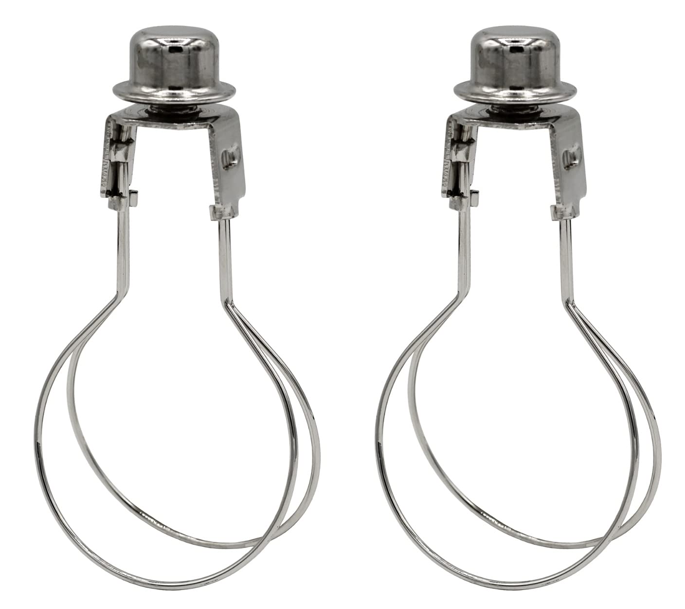 Creative Hobbies? Lamp Shade Light Bulb Clip Adapter Clip on with Shade Attaching Finial Top, Silver Color | 2 Pack