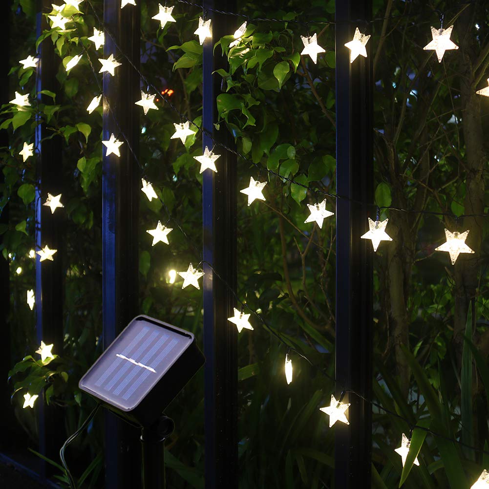 Xingpold Solar String Lights Outdoor Waterproof, 23ft 50LED Star Solar Lights Outdoor String, 8 Modes Solar Christmas Fairy Ligh