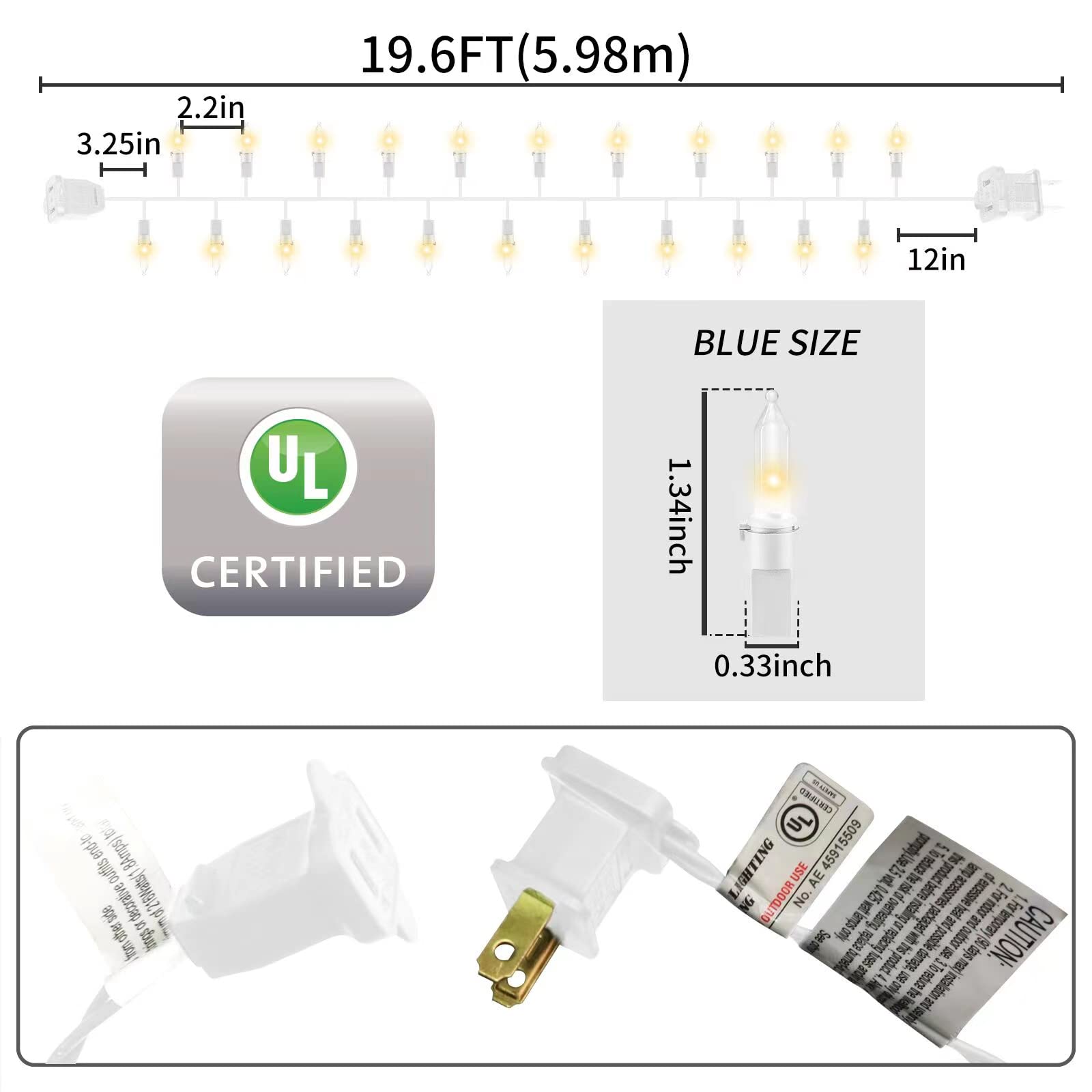 Glownova White Wire  Clear Incandescent Bulb 100 Mini String Lights For Indoor Christmas Tree Garland Birthday Wedding Party Festival Decoration