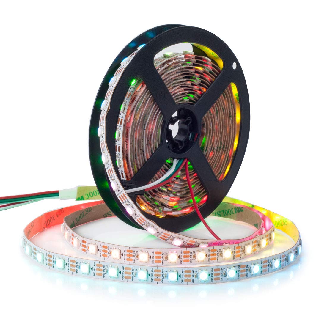 BTF-LIGHTING WS2812B RGB LED Strip 16.4FT 300LED Chasing Effects White IP30 FPCB