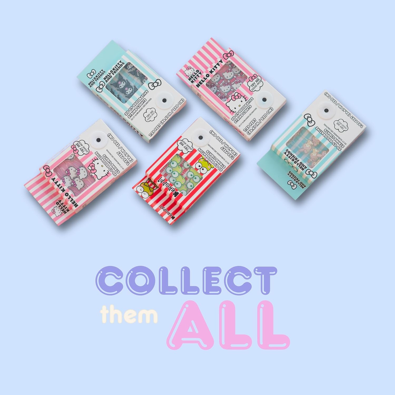 Silver Buffalo Sanrio Hello Kitty and Friends Cinnamoroll 20ct Decorative String Lights, 7 Feet Long, Battery Powered (2 AA Batt