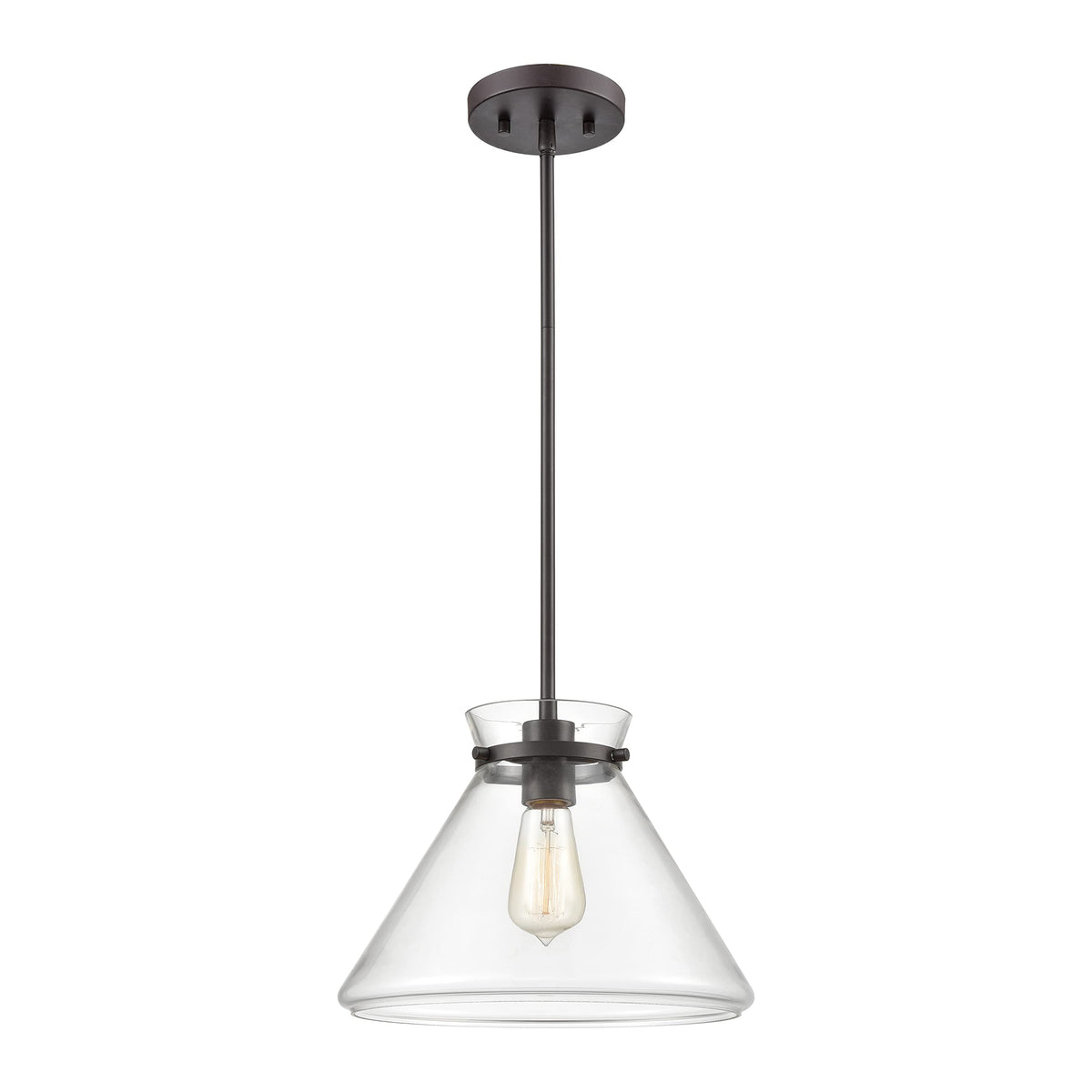 Elk Home Mickley 1-Light Mini Pendant, Oil Rubbed Bronze With Clear Glass, Transitional Style