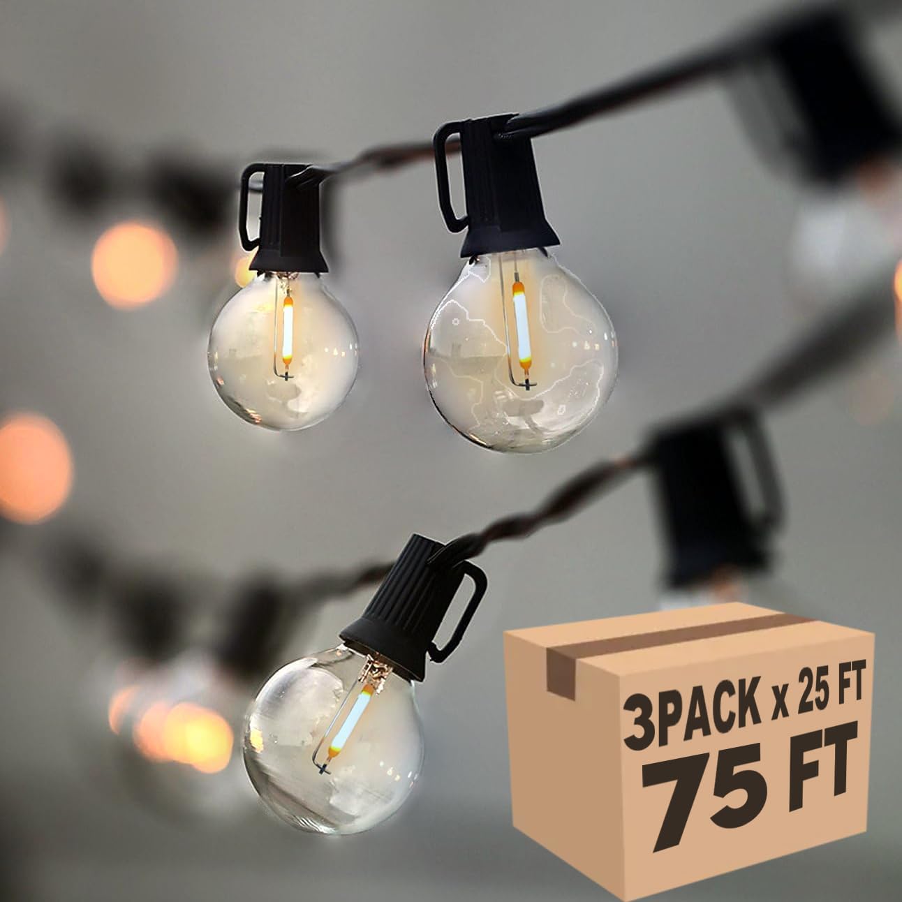 Lampat String Lights  Led 25Ft G40 Globe String Lights With Bulbs-Ul Listd For Indoor/Outdoor Commercial Decor (75 Ft)