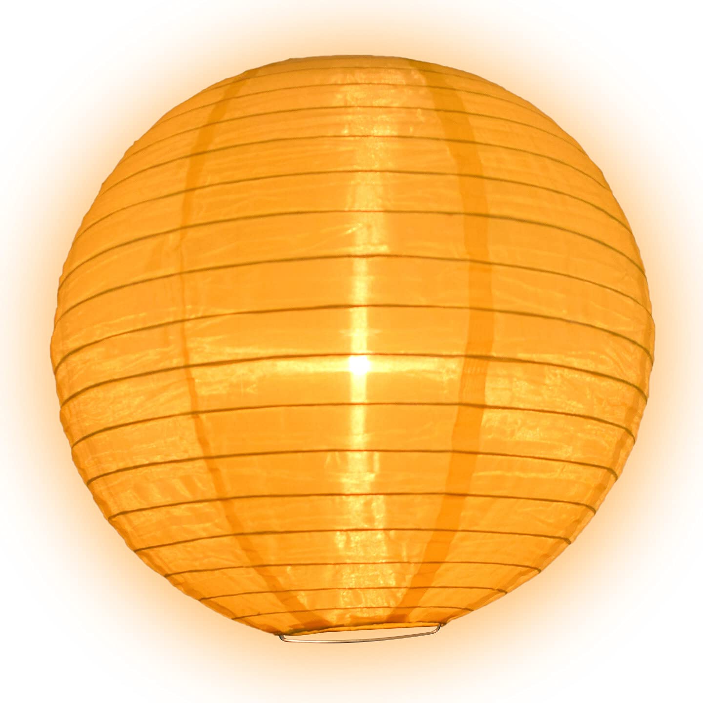 Paperlanternstore.Com 24 Inch Gold Yellow Nylon Lantern, Even Ribbing, Durable, Hanging Decoration