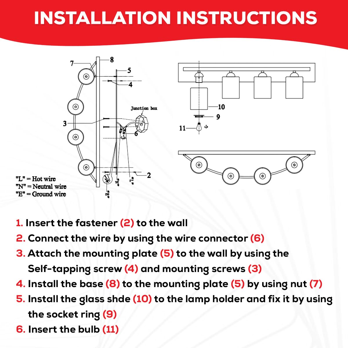 The Door Bull Modern Yet Classic Style Bathroom Vanity Light Fixture - Bathroom Lighting Fixtures Over Mirror - Bath Vanity Ligh