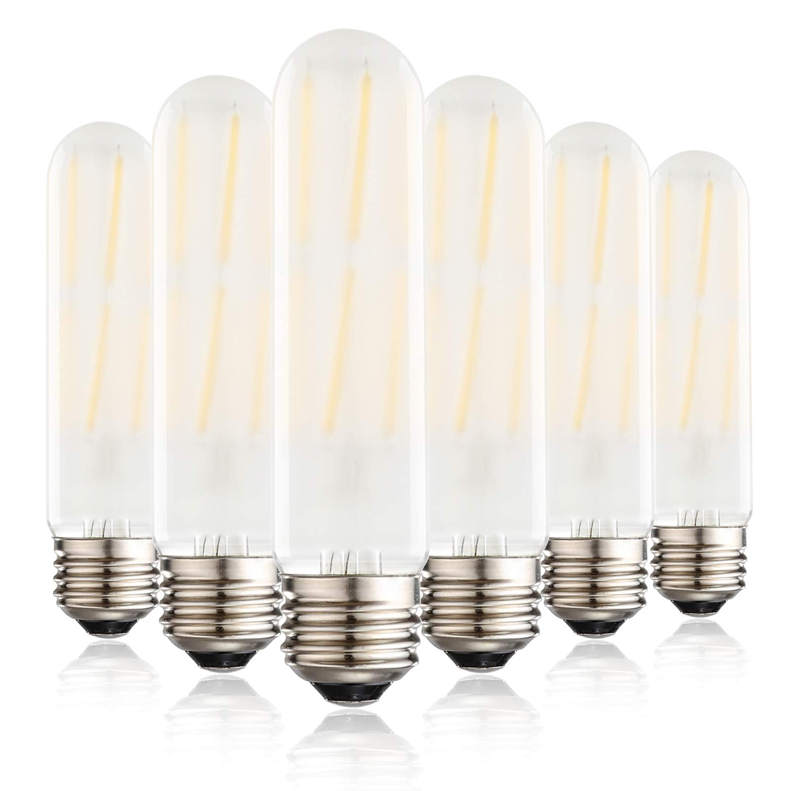 T10 Frosted Led Bulbs Warm White 2700K,Dimmable 6W Led Tubular Edison Bulbs 60 Watt Equivalent,600Lm, E26 Medium Base Lamp Bulb 