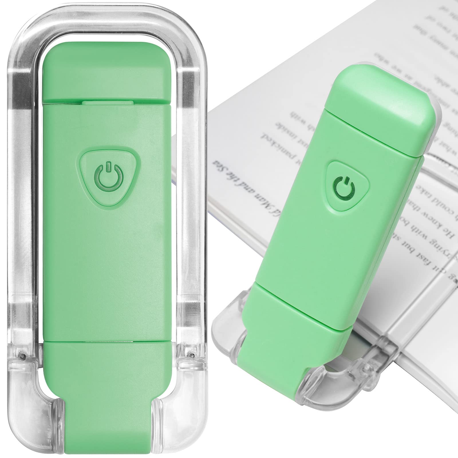 EGWASER Portable USB Rechargeable LED Book Reading Light - 3 Adjustable Brightness Levels, Eye-Protective, Green