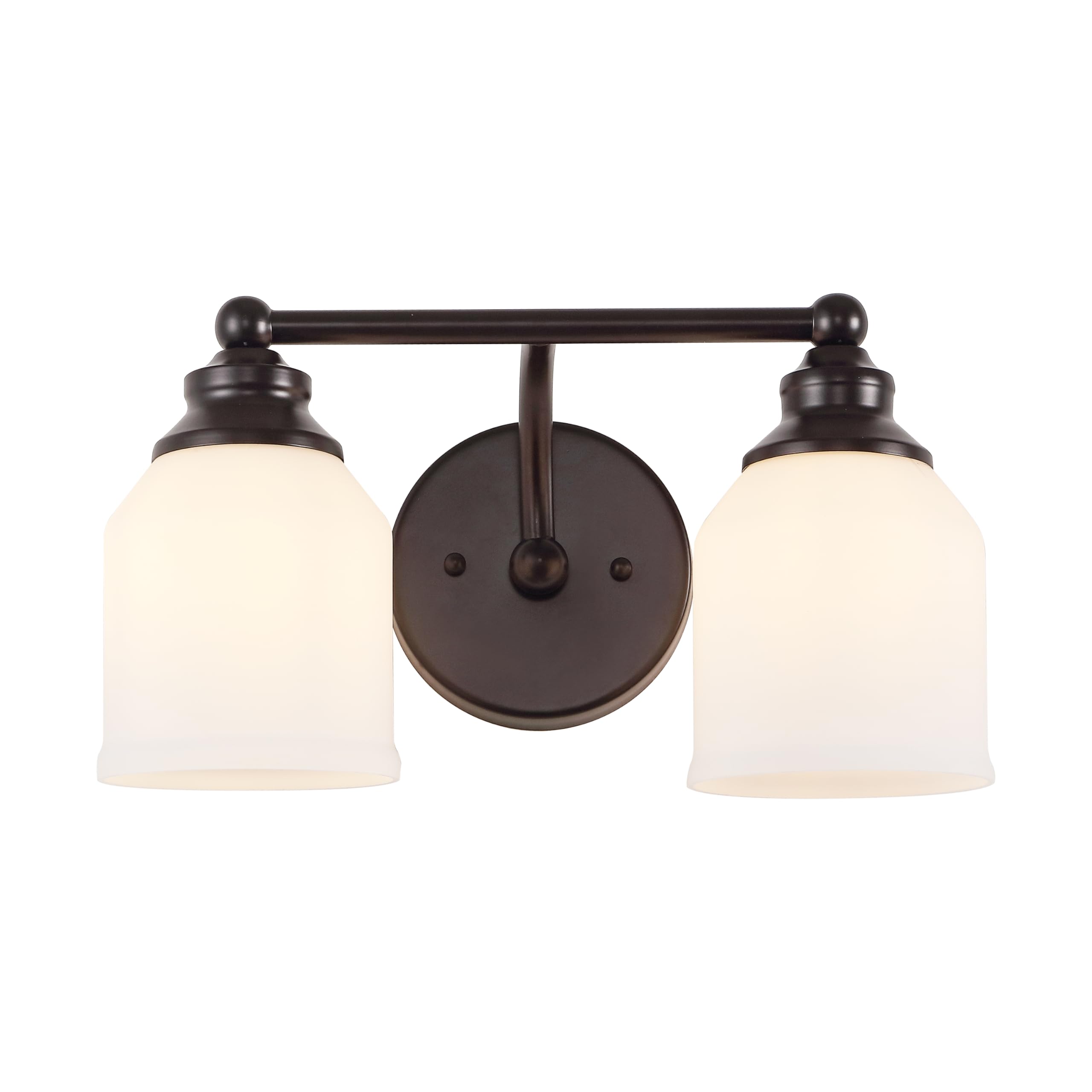 JONATHAN Y 14 Oil Rubbed Bronze/White Modern Farmhouse LED Vanity Light Wall Sconce Fixture, Frosted White Glass Shade, Dimmable