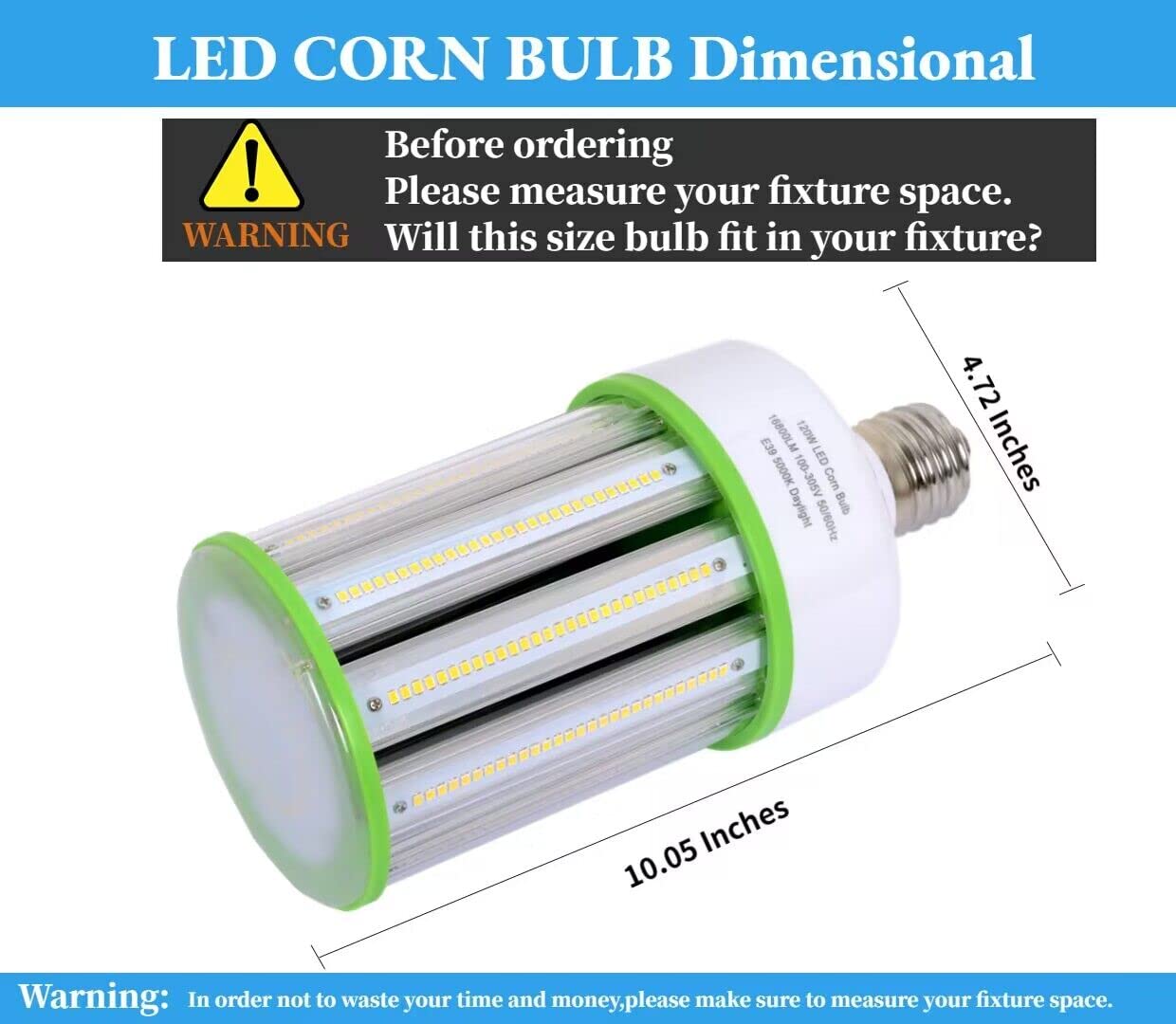 Tjbb 2-Pack 120W Led Corn Light Bulb,E39 Mogul Base 5000K Daylight,16,800Lm, 400W Hps/Metal Halide Replacement For Commercial &