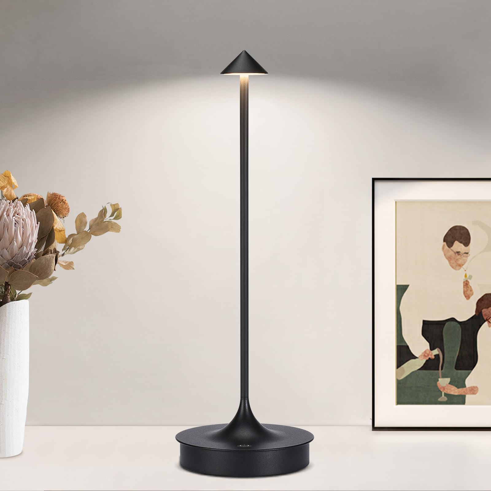 Jicai Small Cordless Table Lamp Rechargeable, Battery Operated Desk Lamp, 4000Mah Led Touch Lamp, Dimmable Portable Outdoor Wate