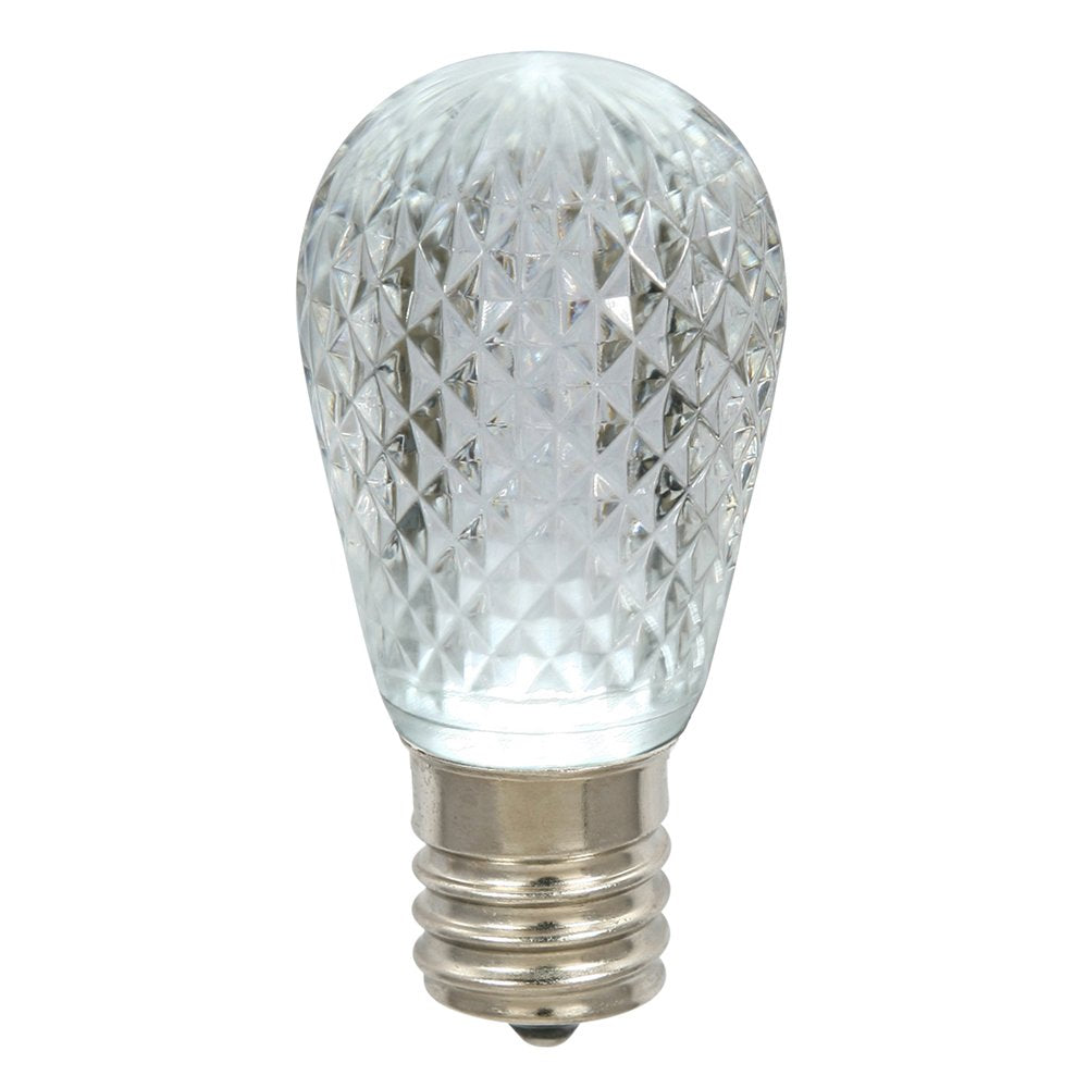Vickerman S14 LED Pure White Faceted Replacement Bulb, 10 Bulbs per Pack