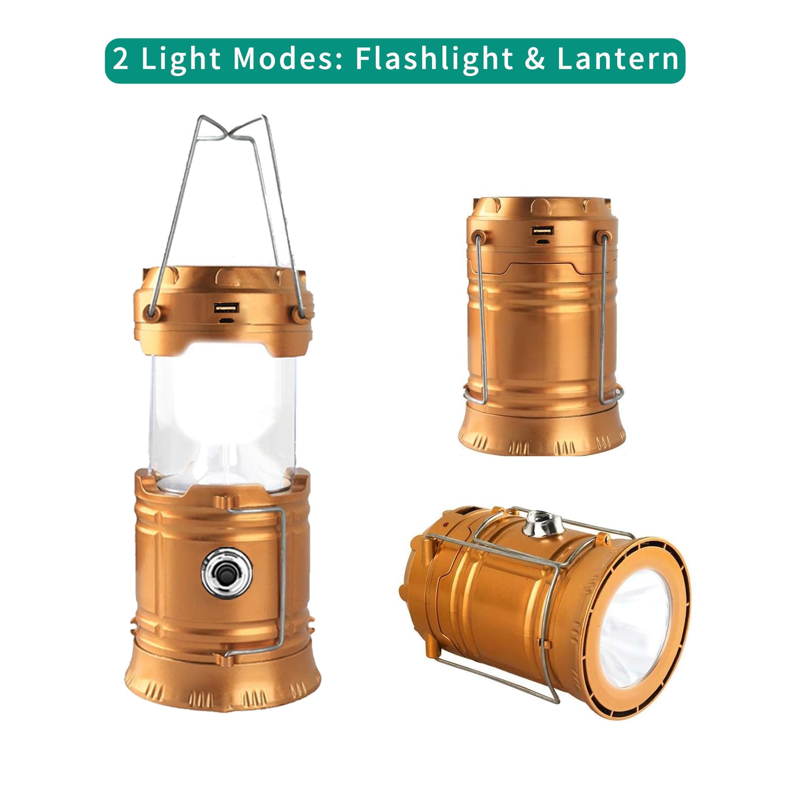 Censinda Led Camping Lantern - Solar Rechargeable, Portable Light For Camping, Hiking, Emergency
