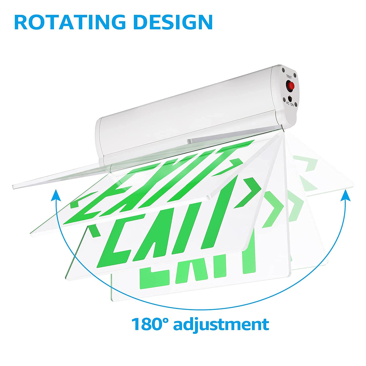 Leonlite Green Emergency Exit Sign, Ul 924, Led Edge Lit Exit Sign, Hardwired Exit Lights With Battery Backup, Double Sided, Rot