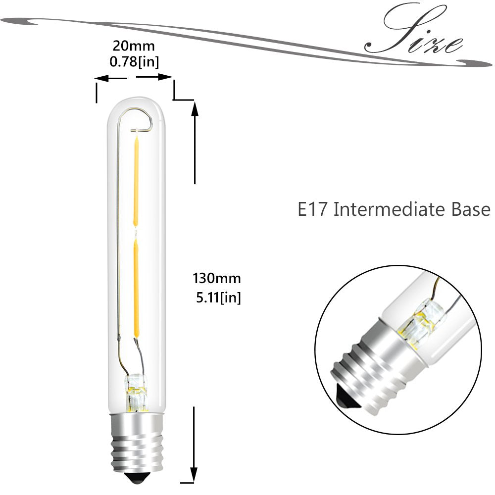 Bonlux T6.5 LED Exit Sign Light Bulbs, 2W E17 Base, Daylight 6000K, 4-Pack, Copper