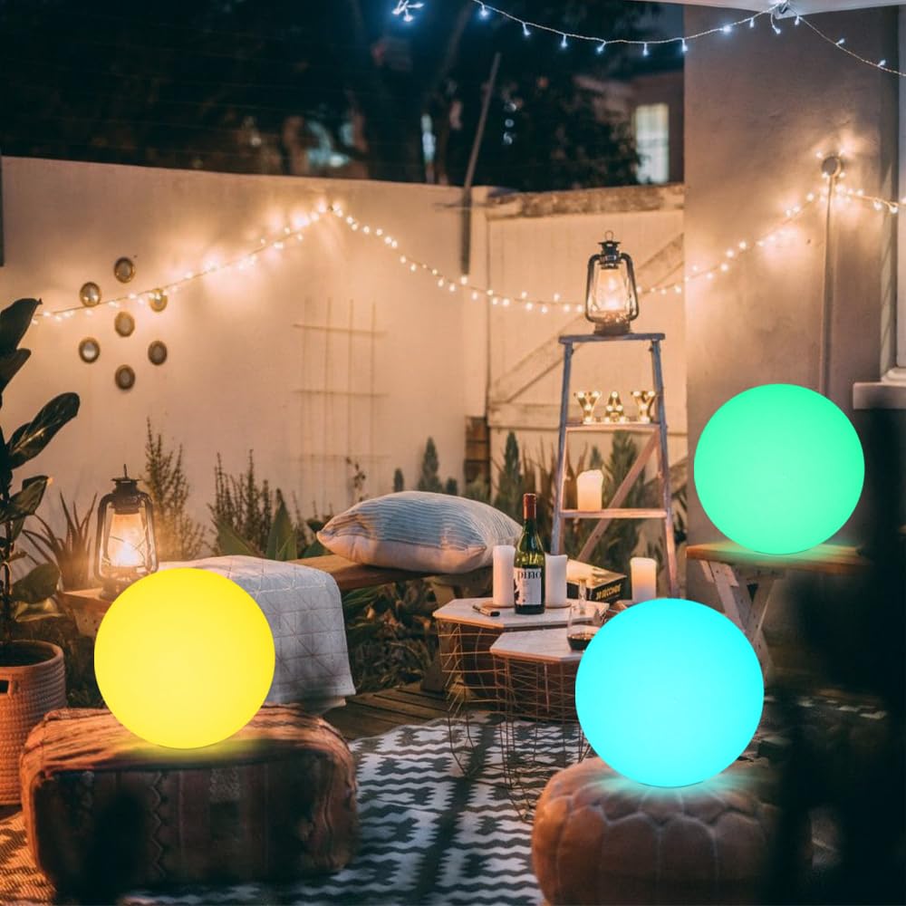 10-In Glowing Led Ball Light, Dimmable 16 Rgb Color 4 Mode Glowing Orb Lights W/Remote, Rechargeable Light Up Ball Orb Lamp, Wat