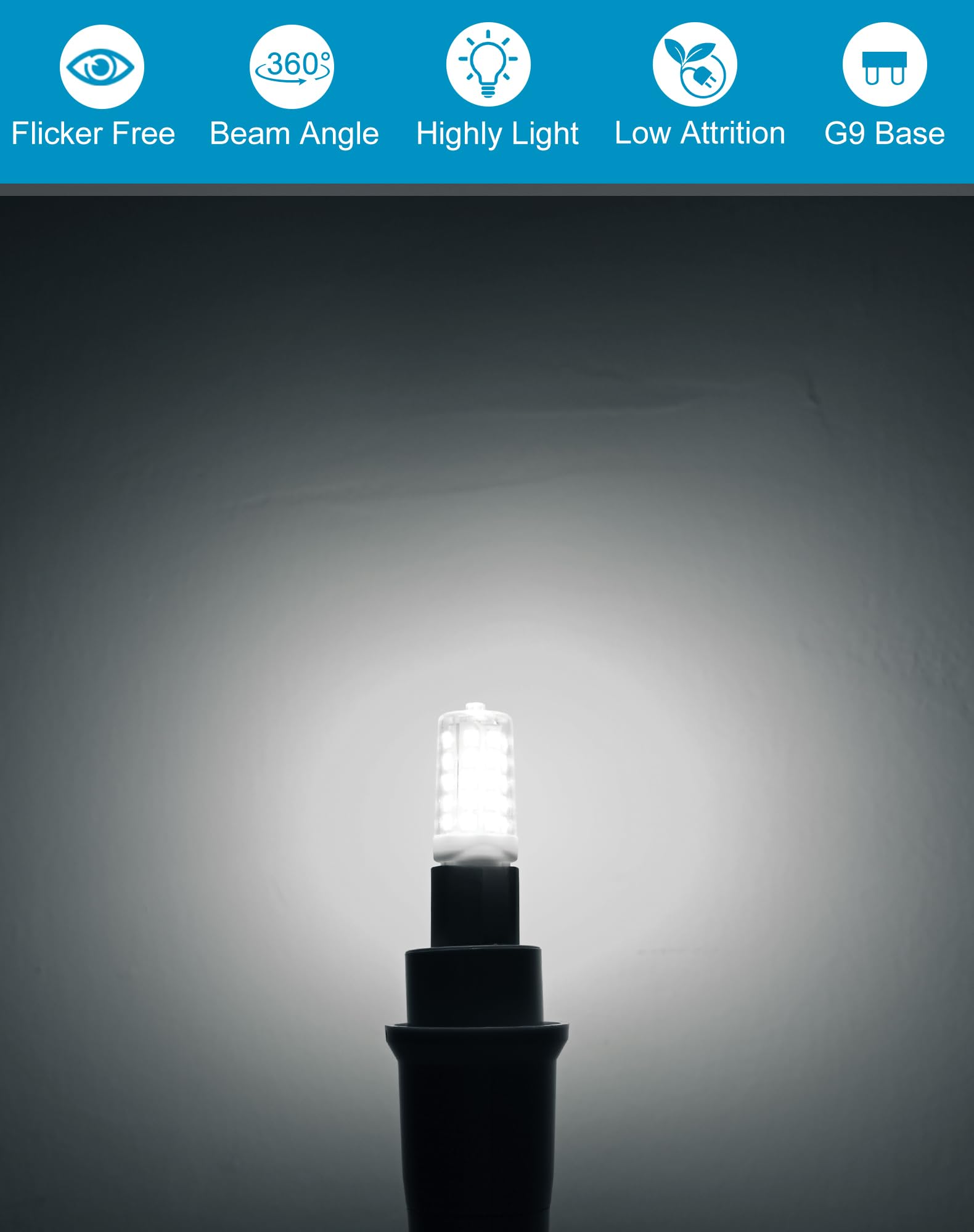 Gohdlamp G9 Led Bulbs, 40 Watt Equivalent T4 Chandelier Light Bulb, 6000K Daylight White 450 Lumens, Bi-Pin G9 Base Non-Dimmable