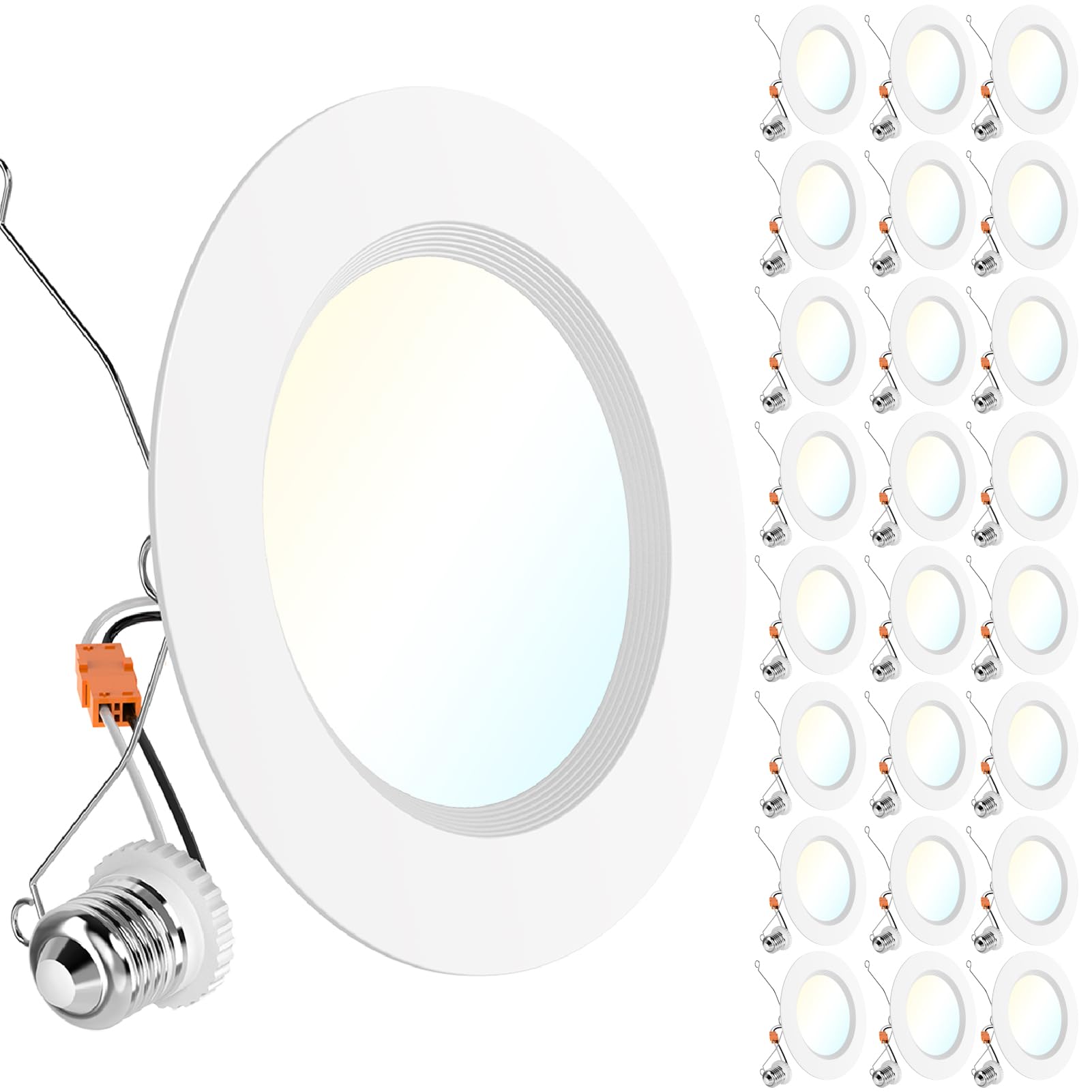 Sunco 24 Pack LED Recessed 6 Inch, High Brightness 1700 LM, Selectable CCT 2700K/3000K/4000K/5000K/6000K, Dimmable Can Lights, B