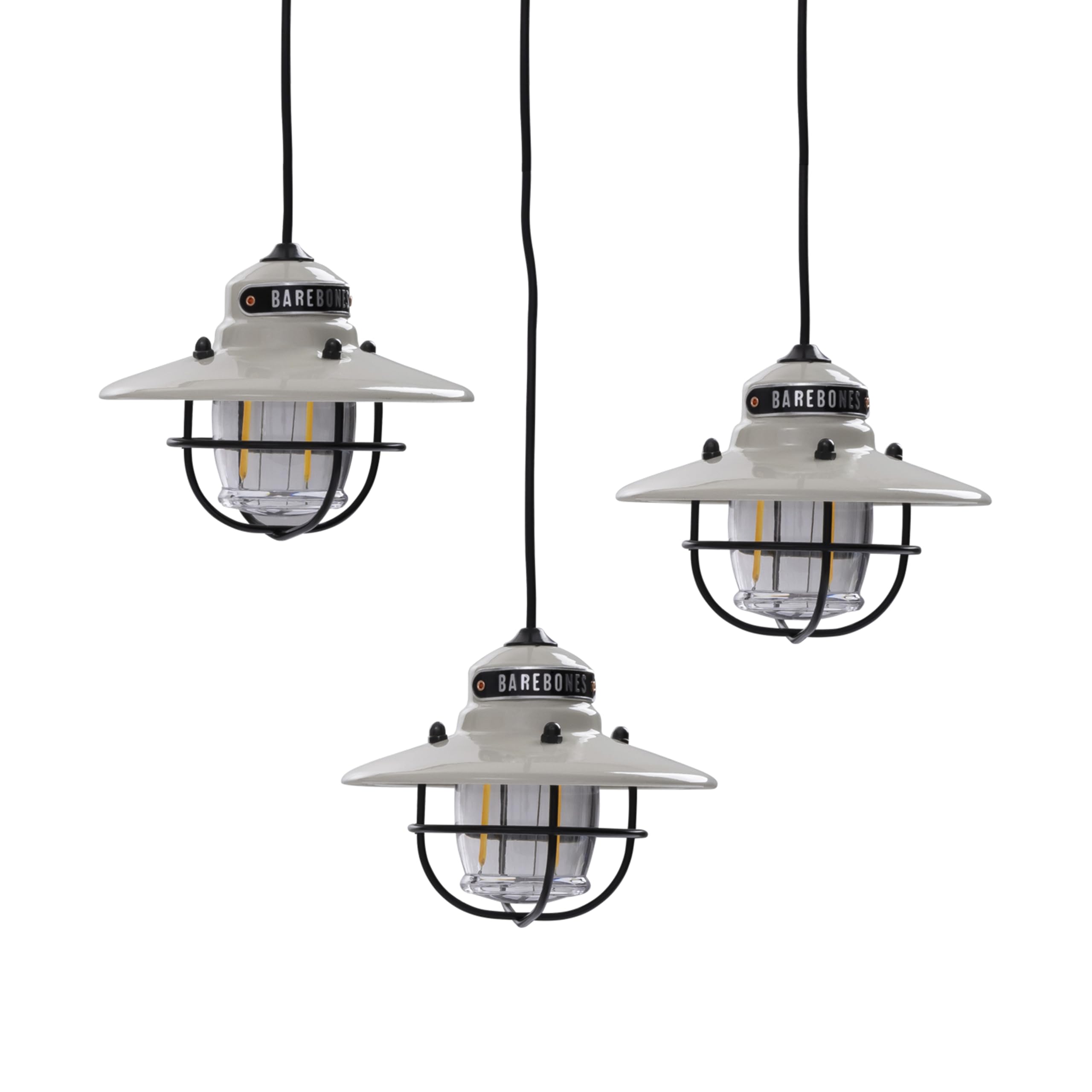 Barebones Edison Pendant String Lights - Vintage White, 3 Edison-Style Led Bulbs With 10-Foot Cord, Energy-Efficient Outdoor Lan