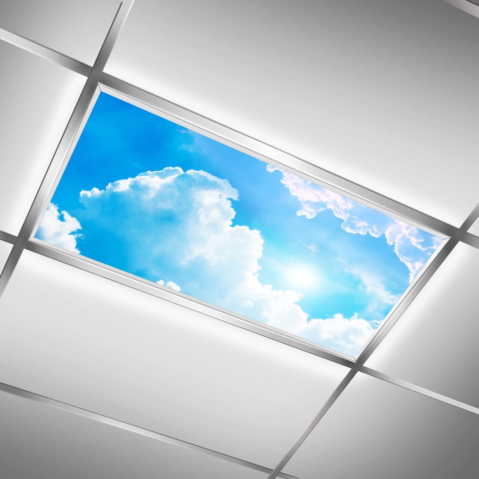 MSINMKOK Fluorescent Light Covers for Classroom Kitchen Office Decorations-Sunshine Cumulus Clouds Clear Blue Sky Eliminate Hars