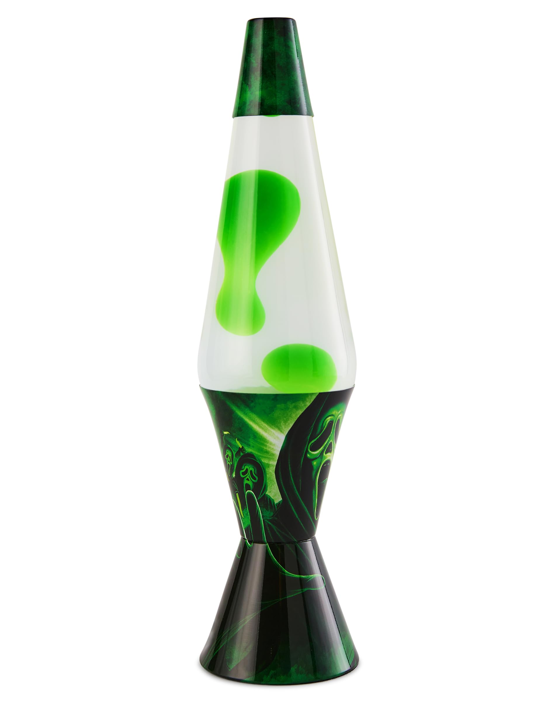 Spencer Gifts Lava Lamp - 17" Ghost Face - Green Wax, Clear Liquid, Metal Base - Model 04502191