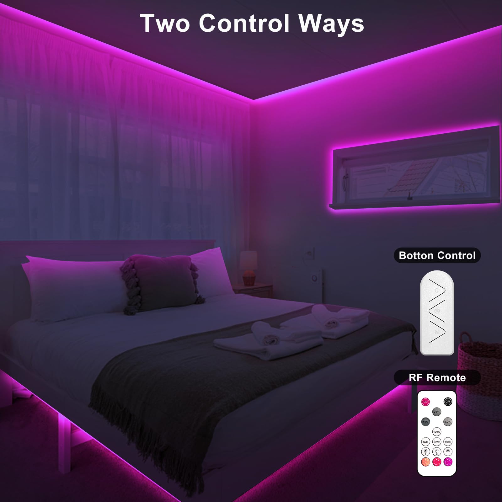 Tatazone 32.8Ft Pink Cob Led Strip Lights With Rf Remote, Dimmable Bright Adhesive Indoor Led Cob Light Strip For Cabinet, Paint