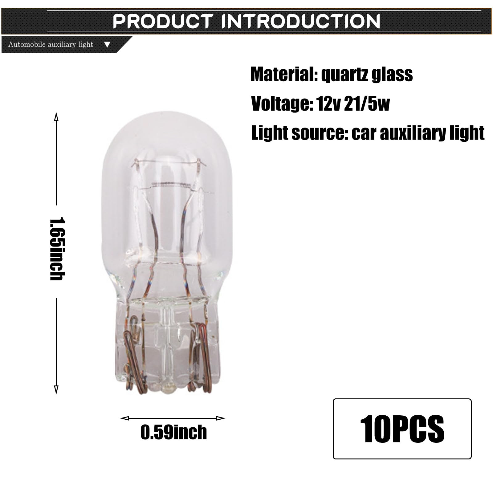 gunhunt T20 1891/7443 Brake Bulb 12V 21/5W Ultra-bright Glass Replacement Micro Bulb, 10 PCS, White, Model GUDP1702